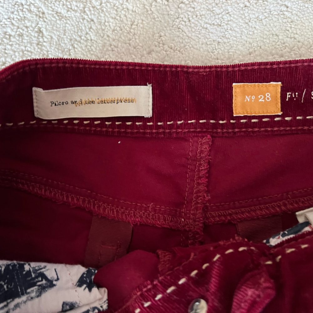 Pilcro and the Letterpress Women's Burgundy Corduroy Pants, Size 28 - Picture 4 of 15